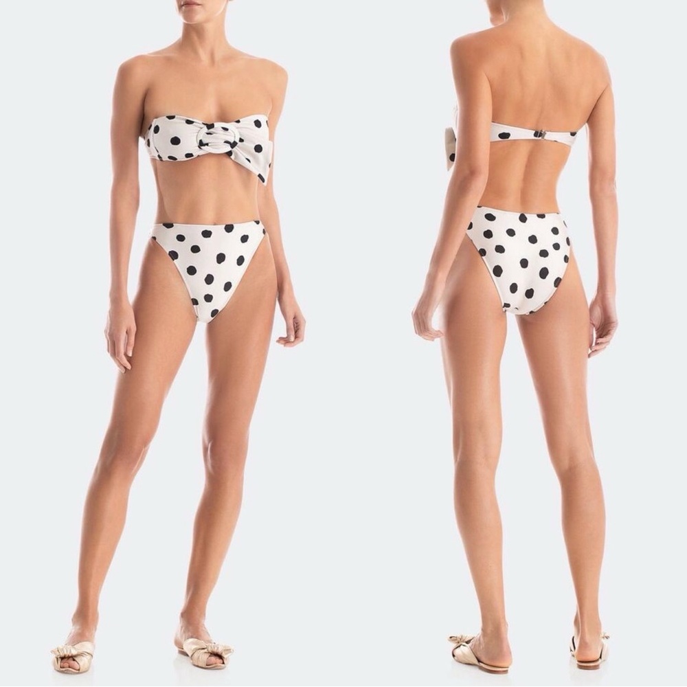 Nwt Adriana Degreas Polka Dot Bandeau Two Piece B&W Brazilian Swimsuit Sz Xl
